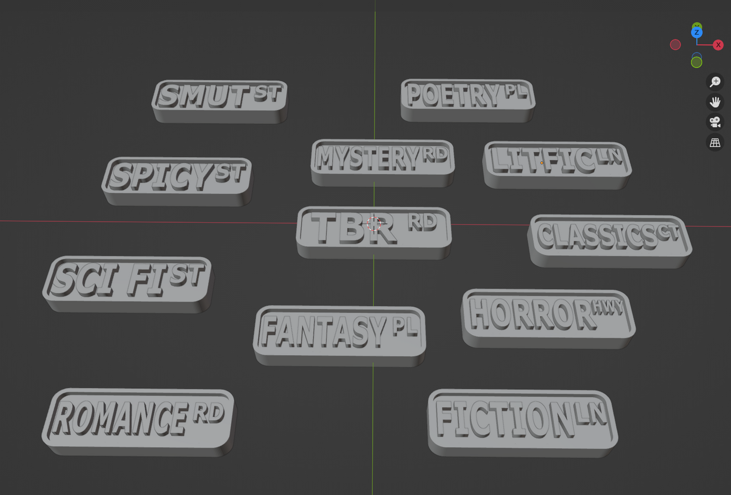 Bookish Book Genre Signs STL File for 3D Printing