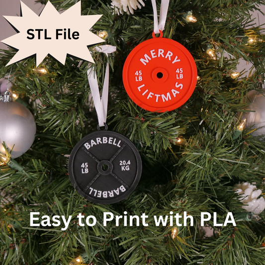 Merry Liftmas & 45lb Barbell Plate Ornament STL File For 3D Printing