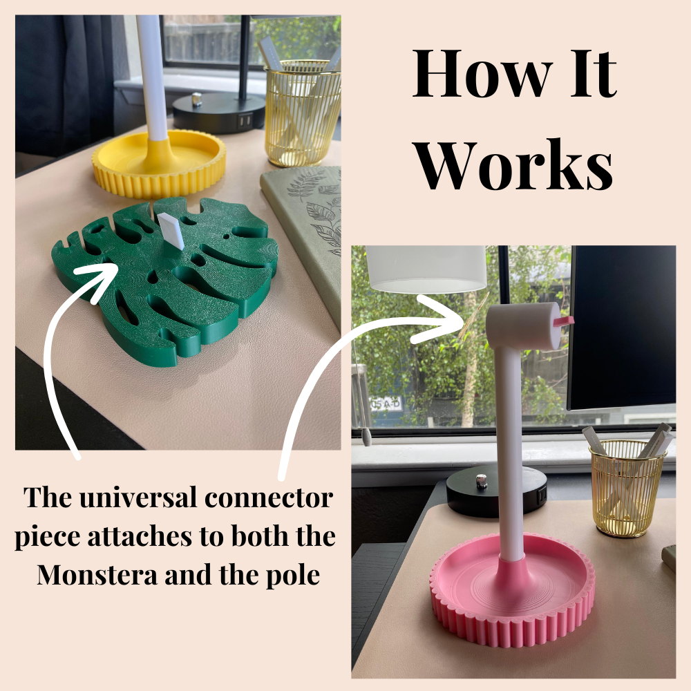Monstera Attachment Head For Universal Headphone Holder STL File for 3D Printing