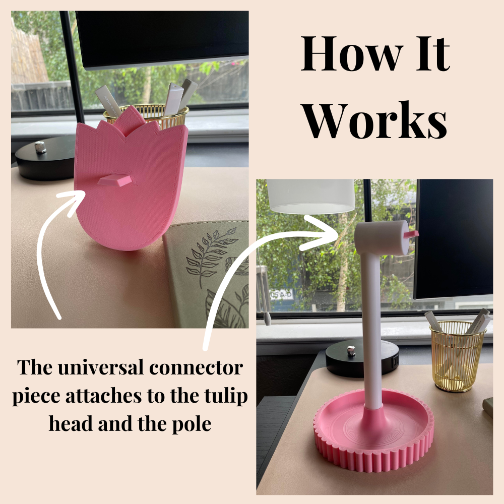 Tulip Attachment Head For Universal Headphone Holder, STL File for 3D Printing