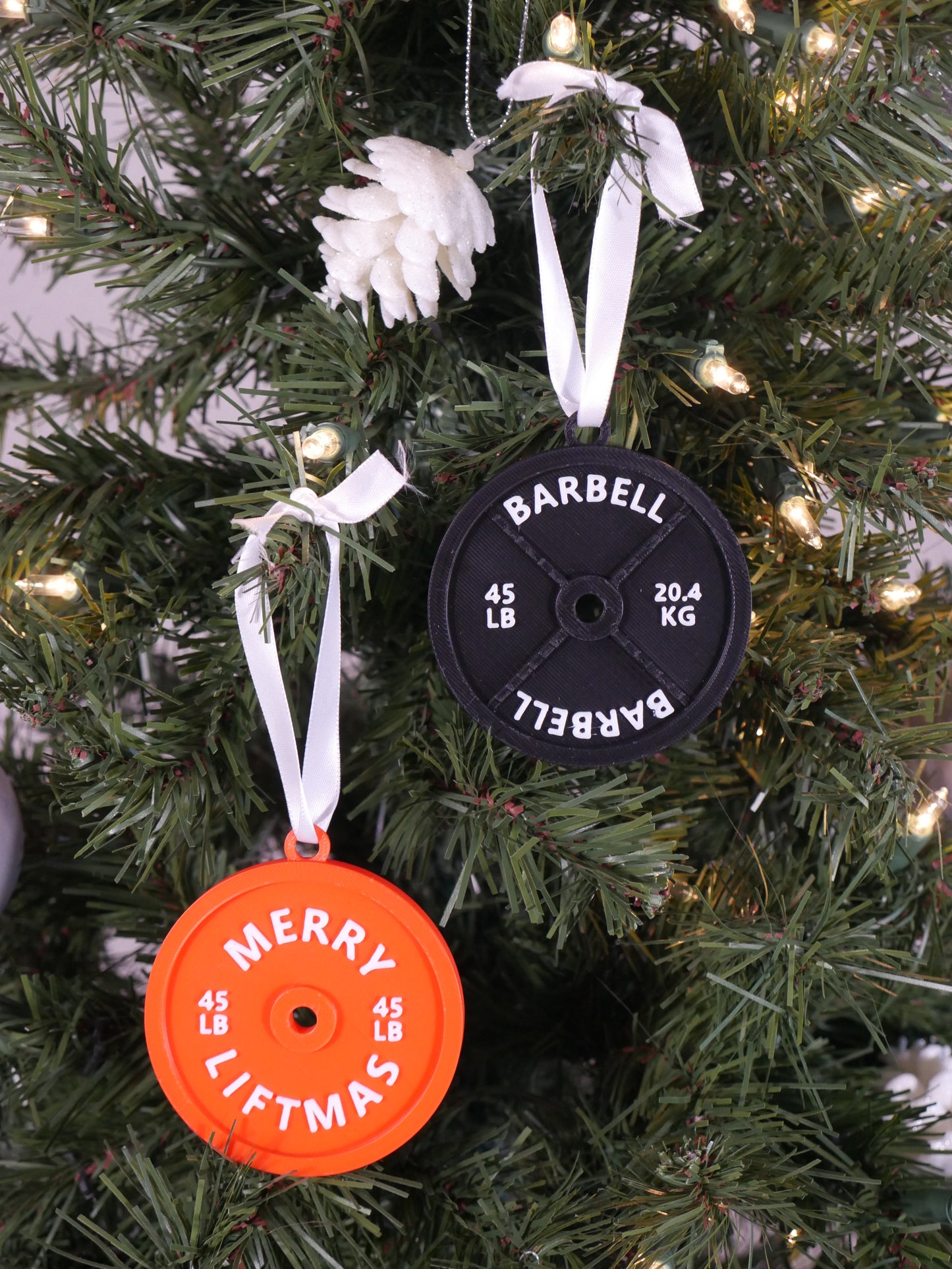 Merry Liftmas & 45lb Barbell Plate Ornament STL File For 3D Printing