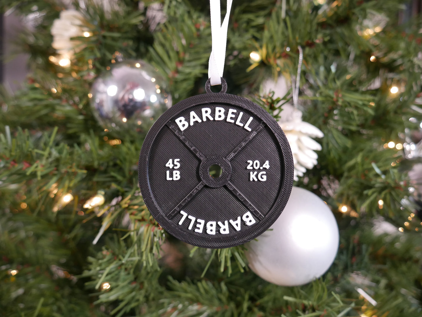 Merry Liftmas & 45lb Barbell Plate Ornament STL File For 3D Printing