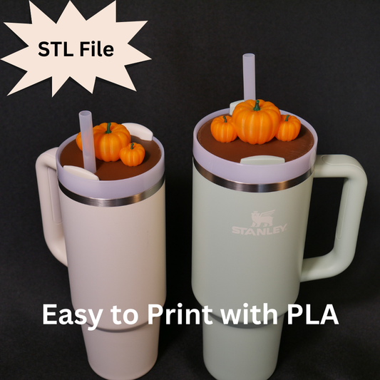 Halloween Pumpkin Trio Stanley Cup Topper STL File for 3D Printing