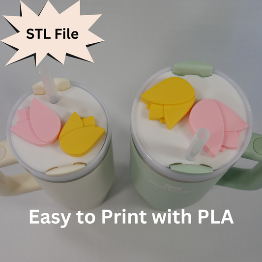 Spring Tulips Stanley Cup Topper STL File for 3D Printing