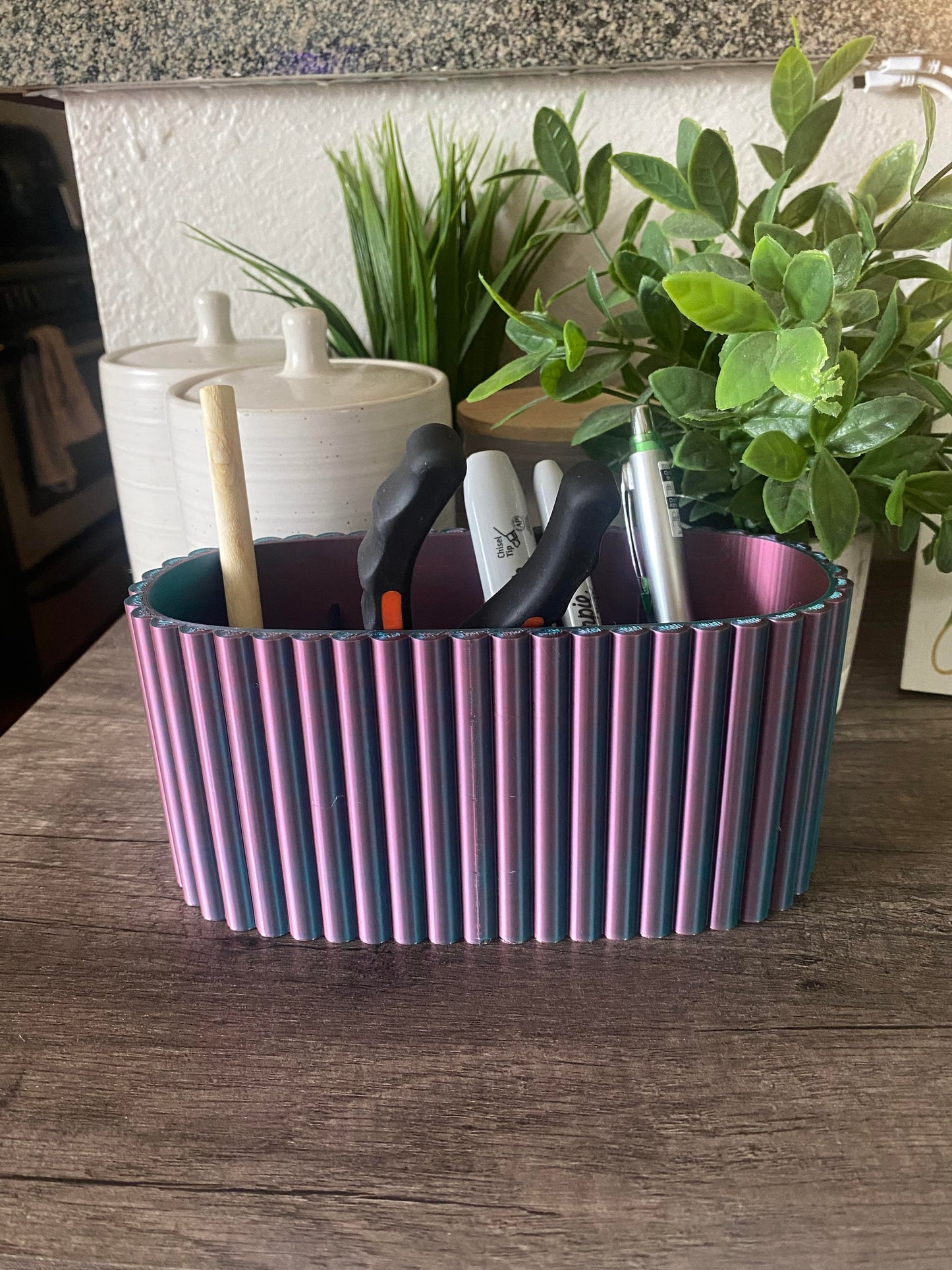 Large 4 Section Scalloped Pencil Holder STL File for 3D Printing