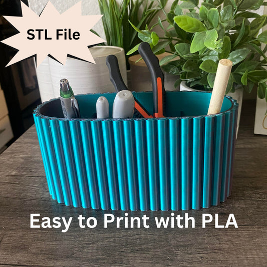 Large 4 Section Scalloped Pencil Holder STL File for 3D Printing