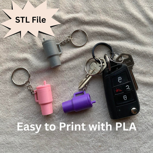 Mini Stanley Inspired Tumbler Keychain STL File For 3D Printing
