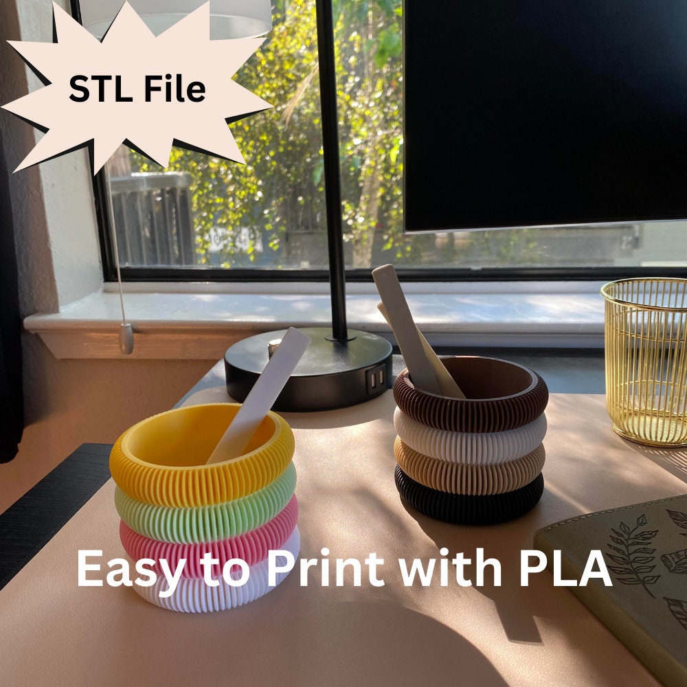 Japandi Inspired Pen Holder STL File for 3D Printing