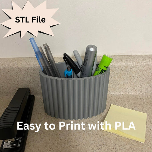 2 Section Scalloped Pencil Holder STL File for 3D Printing