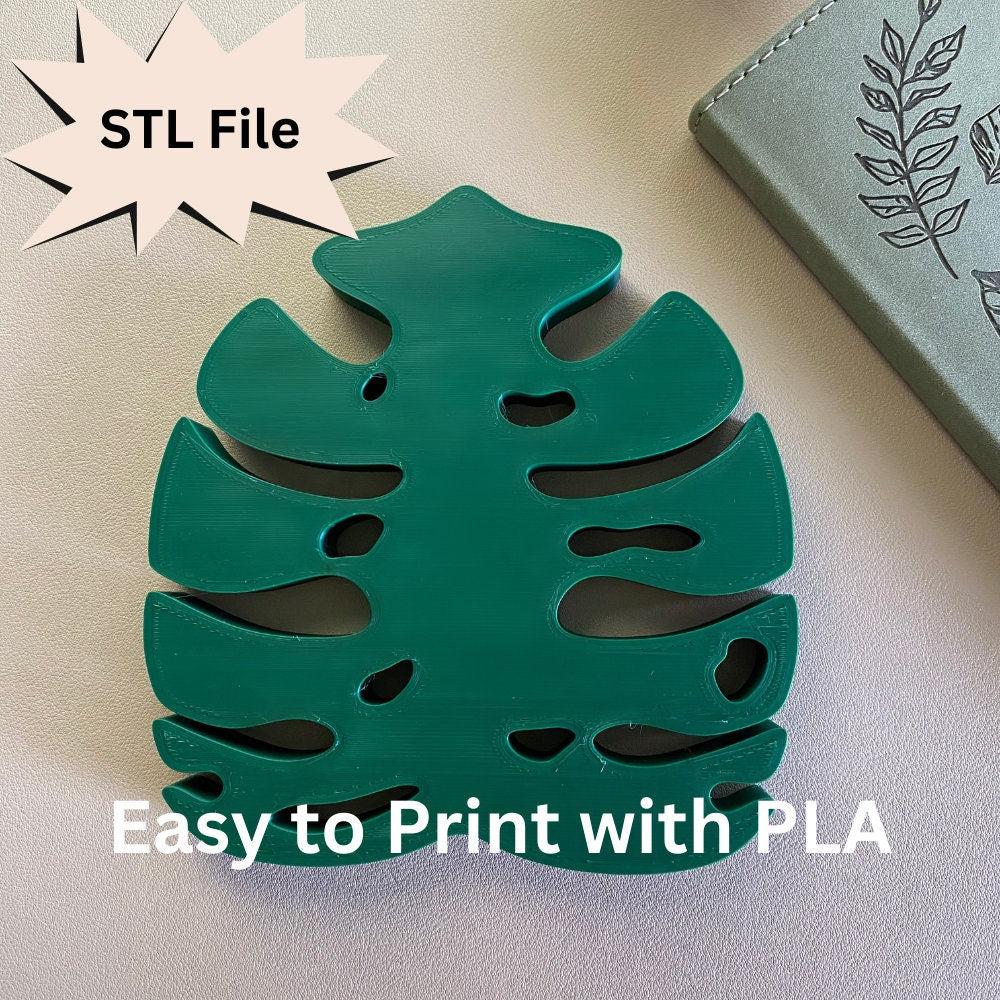 Monstera Attachment Head For Universal Headphone Holder STL File for 3D Printing