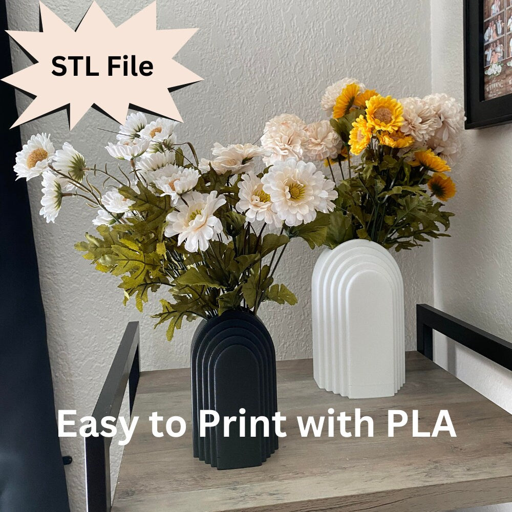 Minimalist Modern Vase Set STL File for 3D Printing