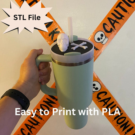 Spooky Skeleton Stanley Cup Topper STL File For 3D Printing