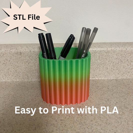 Small 4 Section Scalloped Pencil Holder STL File for 3D Printing