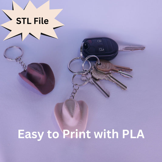 Cowboy Hat Keychain STL File For 3D Printing