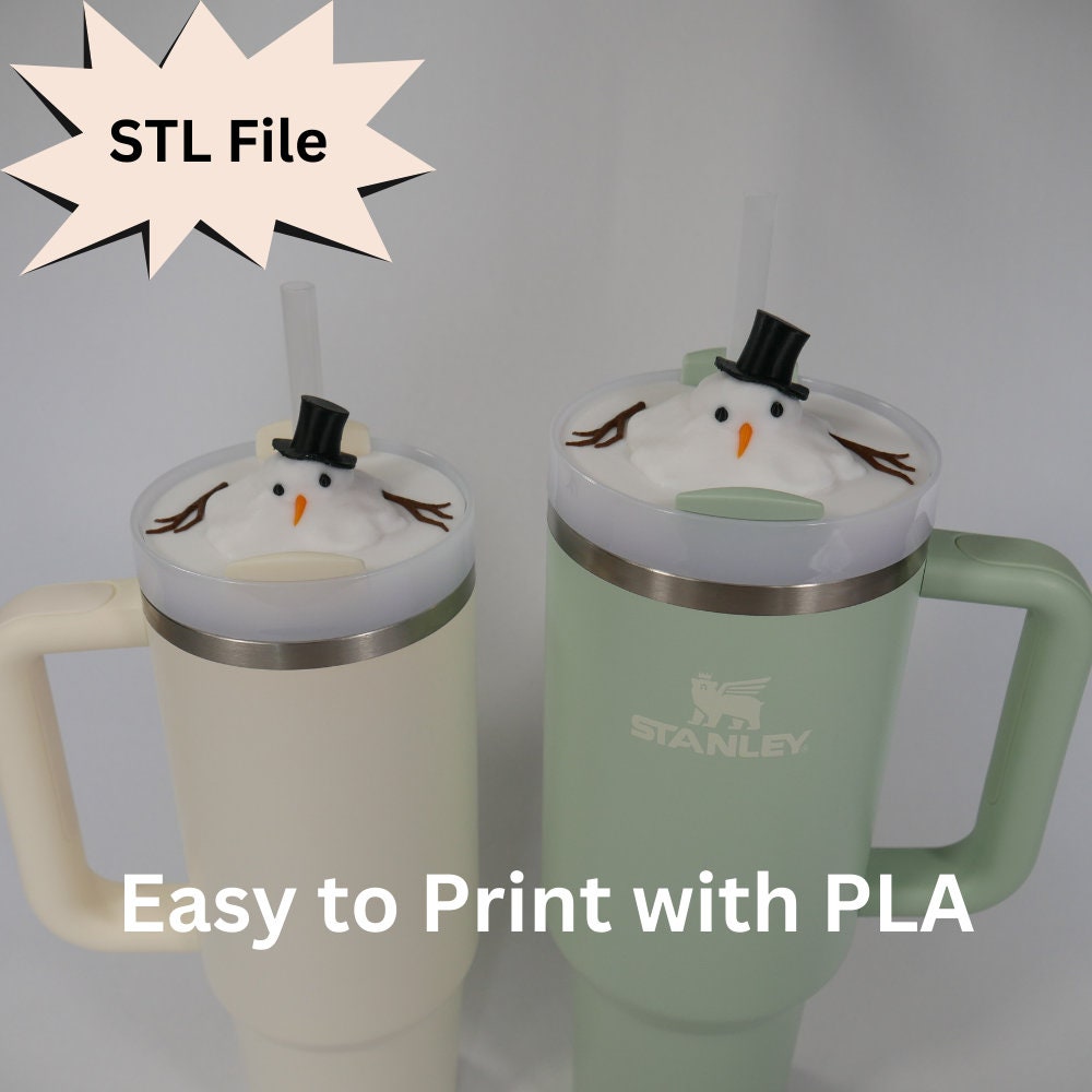 Melted Snowman Stanley Cup Topper STL File for 3D Printing